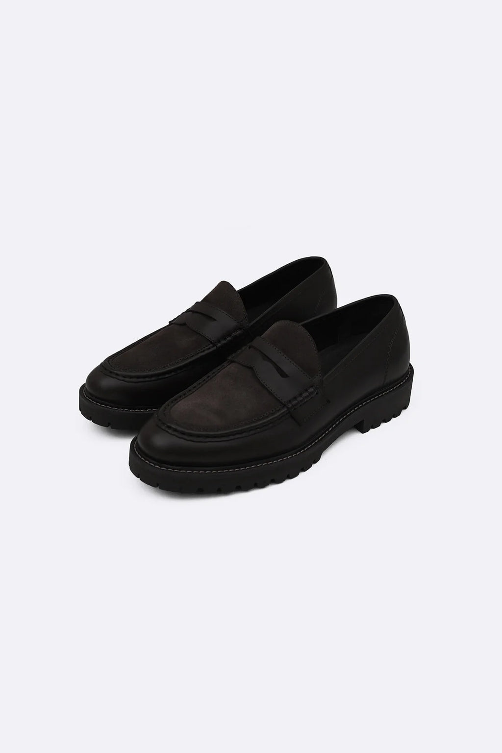 LEATHER & SUEDE PENNY LOAFERS