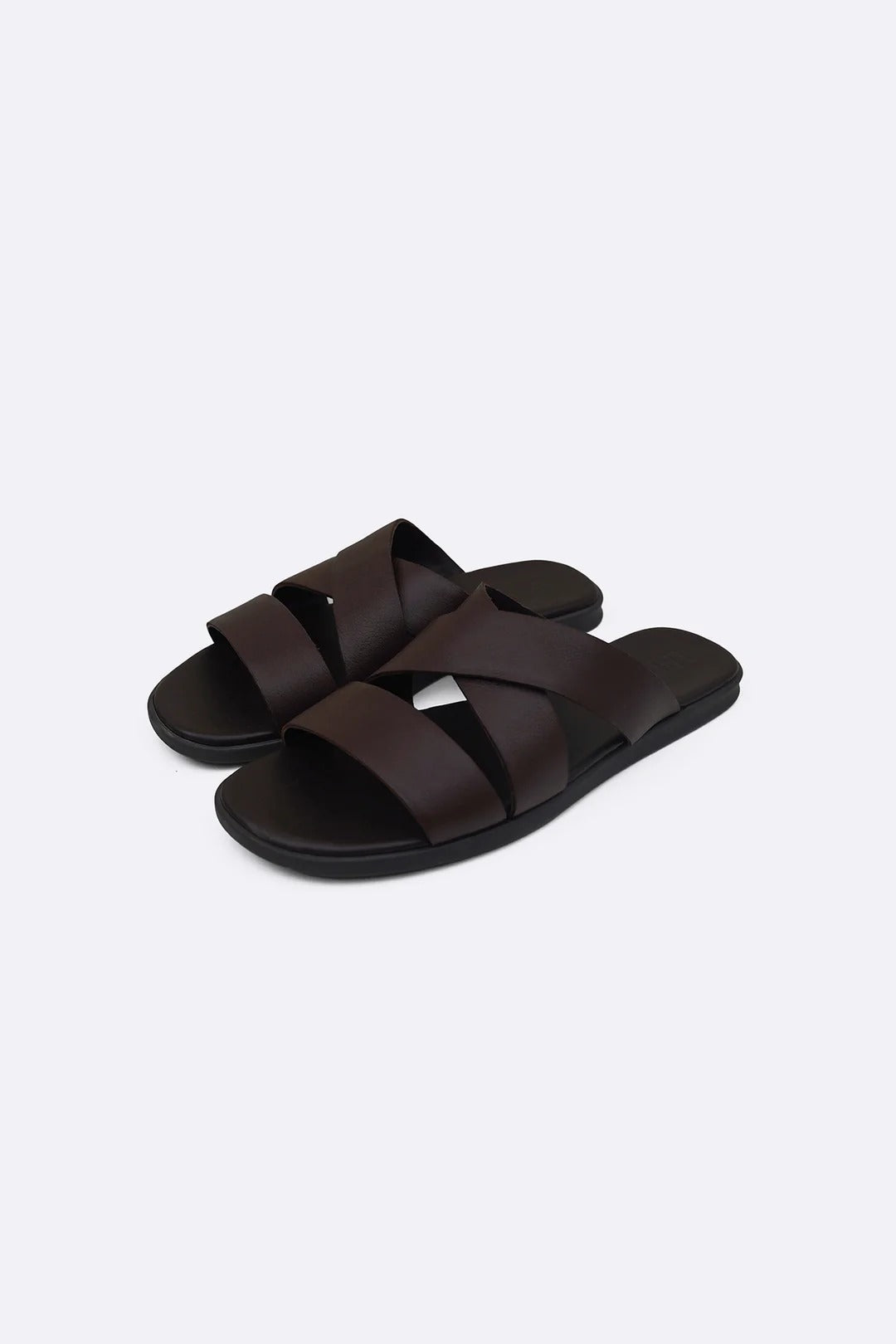CROSS LEATHER SLIDES