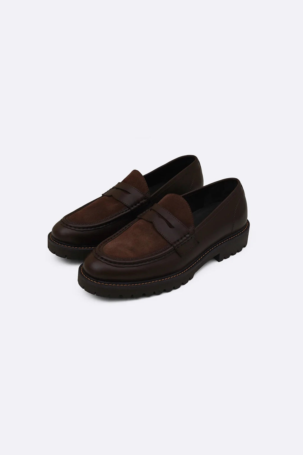 LEATHER & SUEDE PENNY LOAFERS
