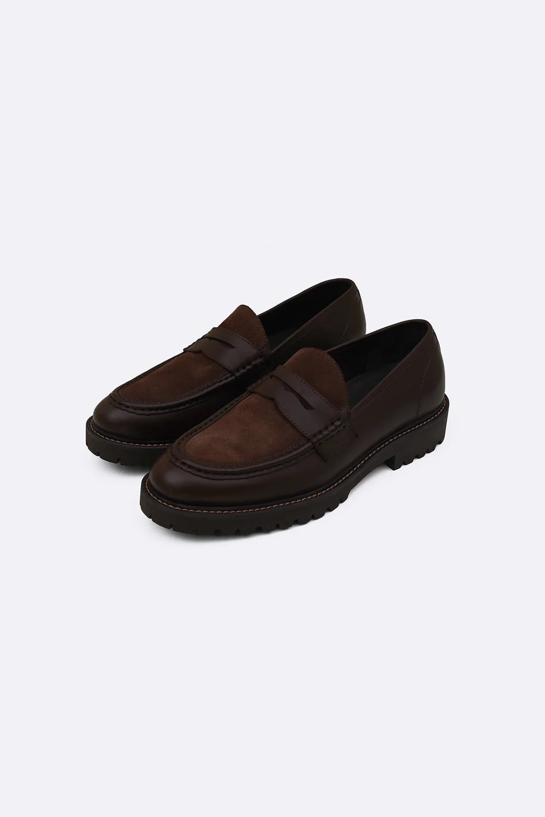 LEATHER & SUEDE PENNY LOAFERS
