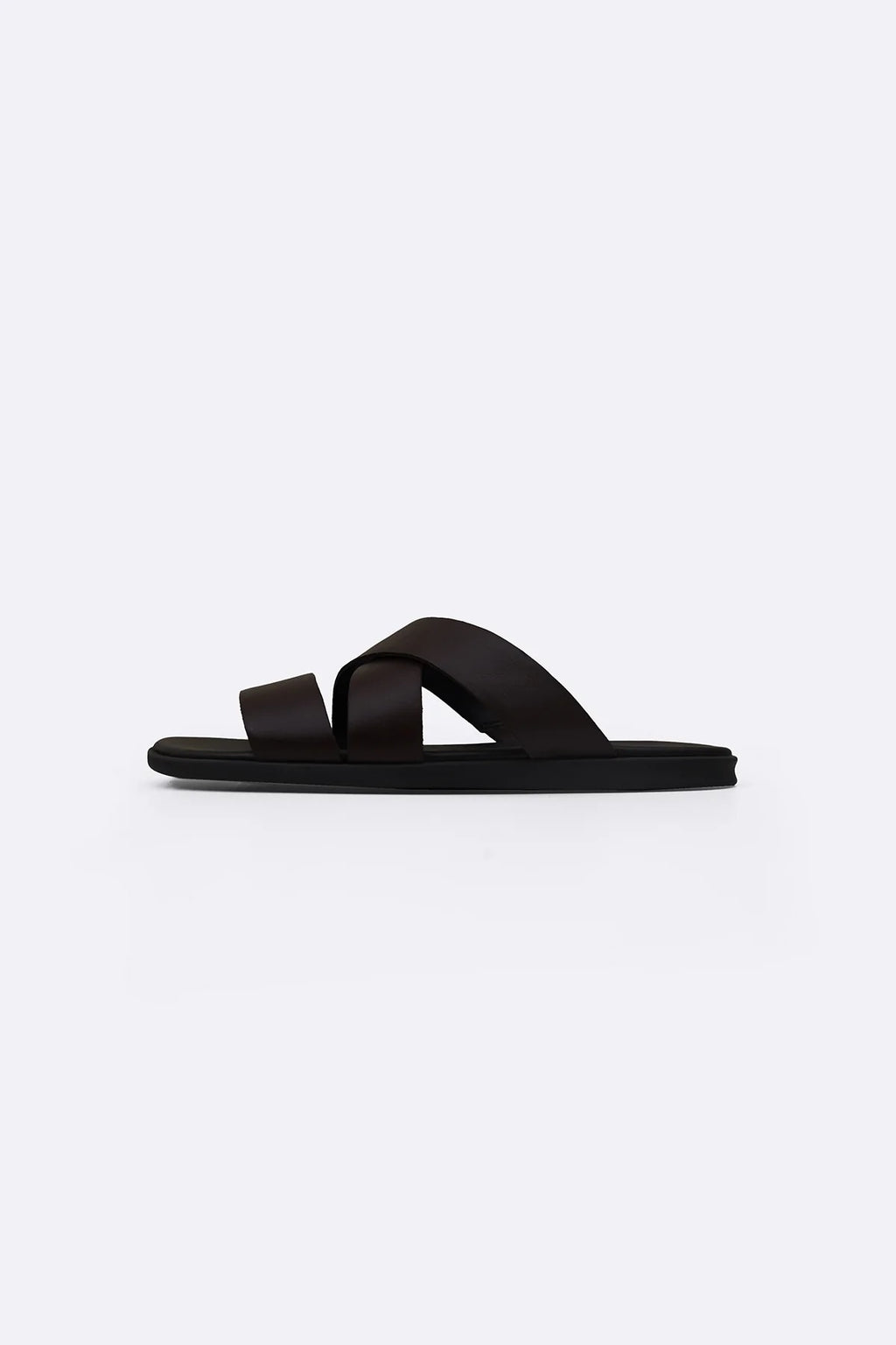 CROSS LEATHER SLIDES