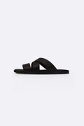CROSS LEATHER SLIDES