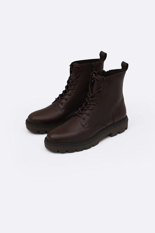 CHUNKY LEATHER BIKER BOOTS